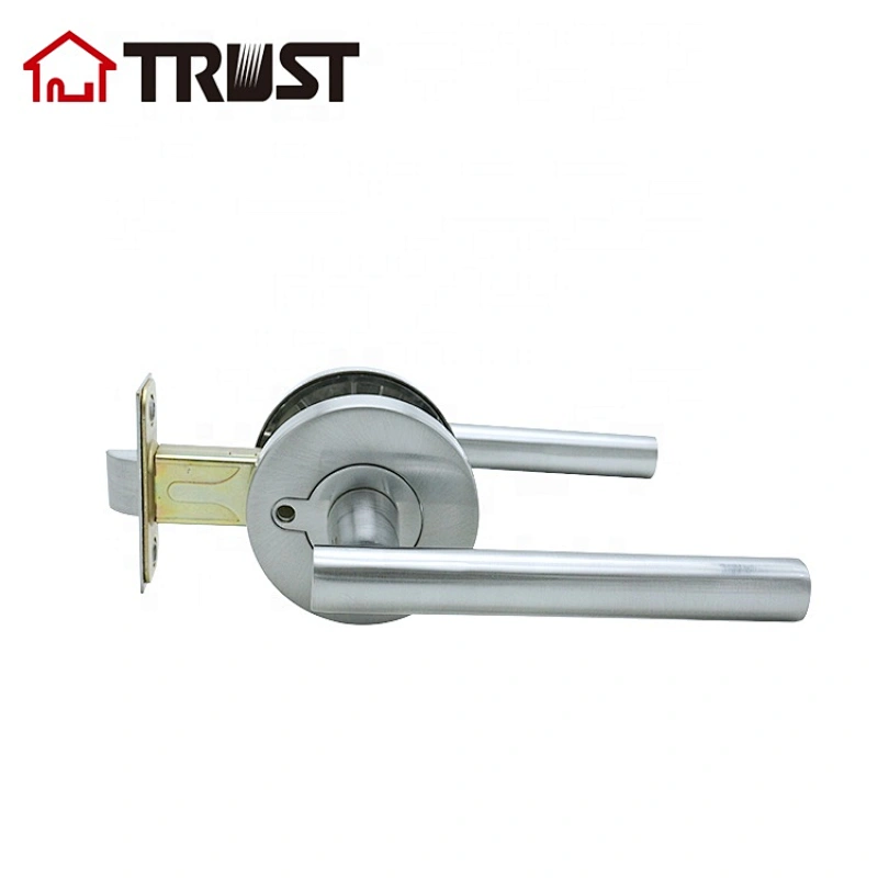 ZH027 BK-SC - Contemporary / Modern Door Handles / Levers (Privacy / Passage) in Satin Chrome Finish