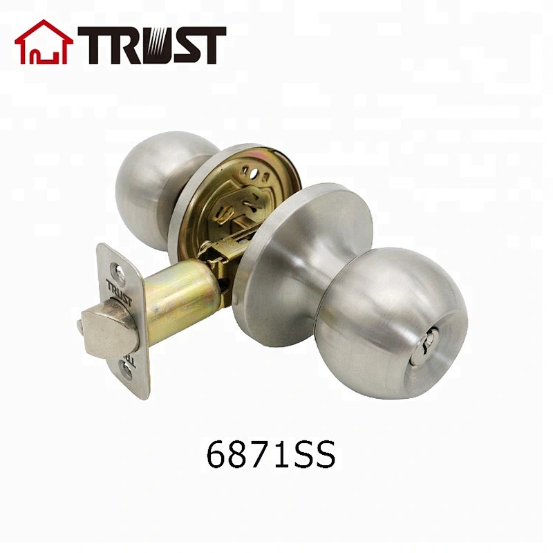 华信6871-SS 304不锈钢球锁 美标三杆锁 房门浴室通道单边锁木门钢门通用门锁