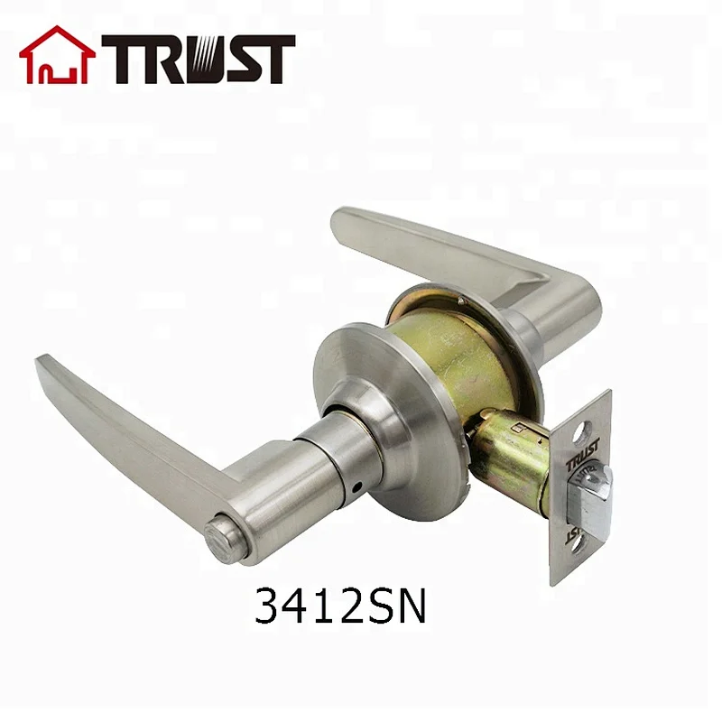 TRUST 3412-SN  Privacy Interior Doors And Bath Handle Knobs  Satin Nickel Finish Lockset