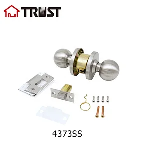 TRUST 4373-SS ANSI Grade 2 Commercial Heavy Duty Cylindrical Knob lock Interior Door Lock Set Passage Door Knob Handles