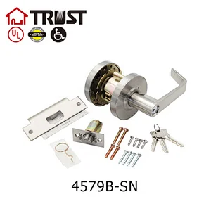 TRUST 4579-B SN Heavy Duty Designer Commercial Lever Door Lock (Satin Nickle, 26D) , Grade 2 Industrial Door Handle - UL 3 Hour Fire Rated