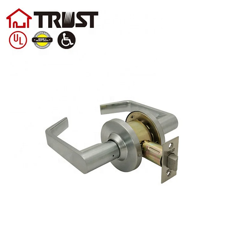 TRUST 4473-SC Heavy Duty Designer Commercial Lever Door Lock (Passage, Satin Chrome) , Grade 2 Industrial Door Handle