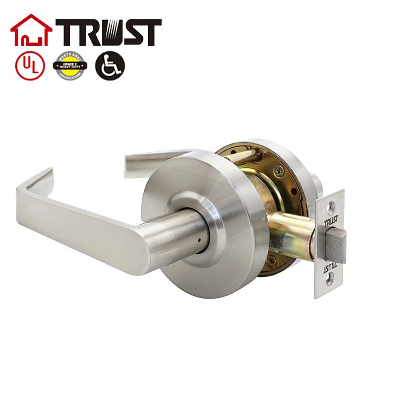 Trust 4573-SN Heavy Duty Designer Commercial Lever Door Lock (Passange Keylock, Satin Nickle, 26D) Grade 2 Industrial Door Handle - UL 3 Hour Fire Rated)