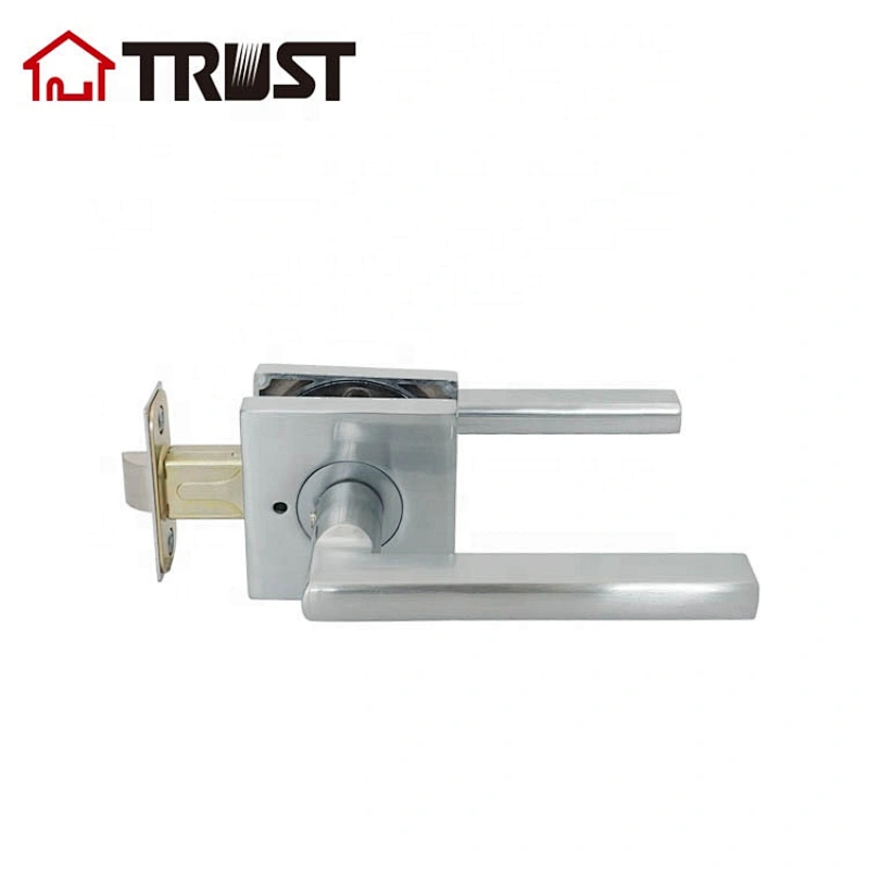ZH036 S-BK-SC Polished Chrome Door Knobs Privacy Function Without Keys, Bedroom Bathroom Door Knobs Interior for Left or Right Handed Doors, Modern Door Levers