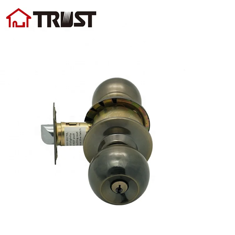 TRUST 3871-AB ANSI Grade 3 Cylindrical residential Entrance Ball Knob Lockset Door Lock