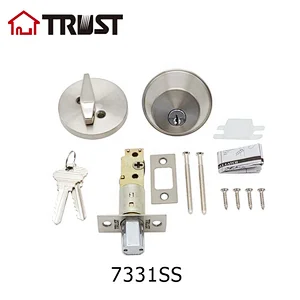 TRUST 7331-SS ANSI Grade 3 High Security Single Cylinder Dead-Bolt Thumb Turn  Adjustable Latch