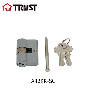 华信A42KK-SC 欧标锁芯 可定制普通匙电脑匙葫芦纯铜房门锁芯