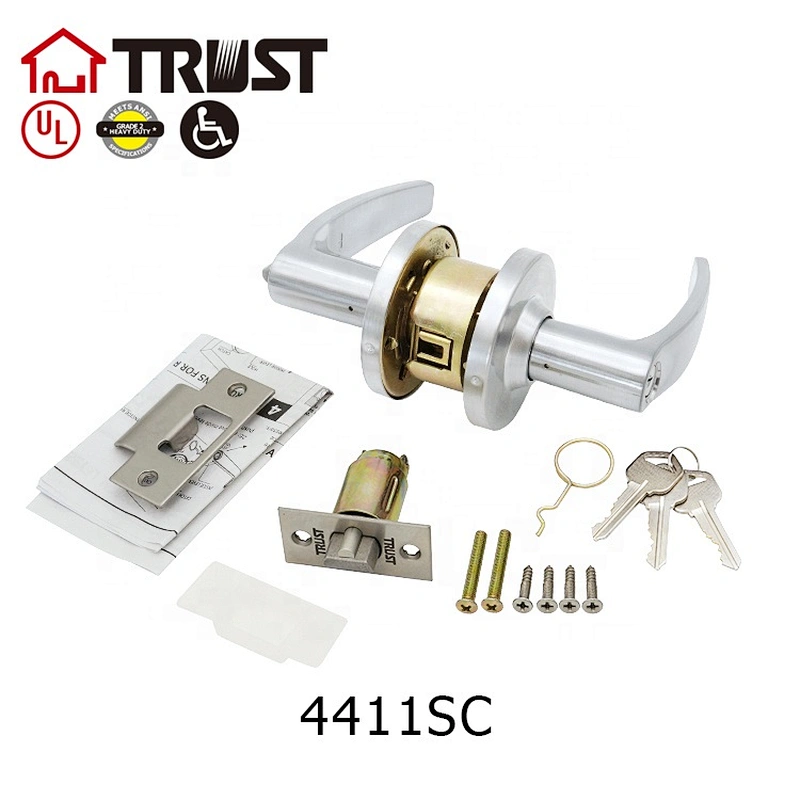 TRUST 4411-SC Heavy Duty Grade 2 Commercial Cylindrical Entrance Lever in Satin Chrome