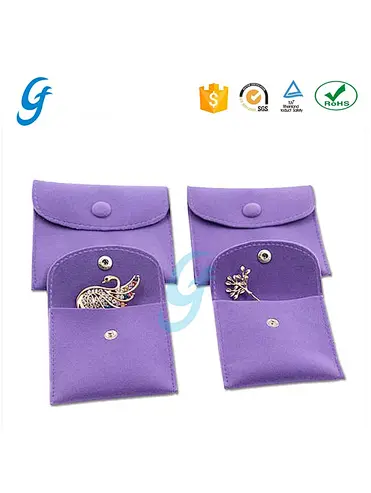 COSMETIC WITH LOGO FLAP SUEDE JEWELRY POUCHES BUTTON CLOSURE VELVET ENVELOPE POUCH
