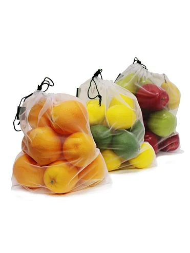 Customize Logo Label Reusable mesh produce bag for shopping and store food fruit vegetable