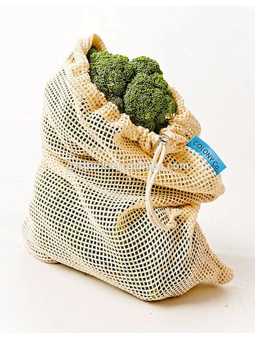 Reusable Mesh Produce Bag Organic Cotton Washable with Drawstring