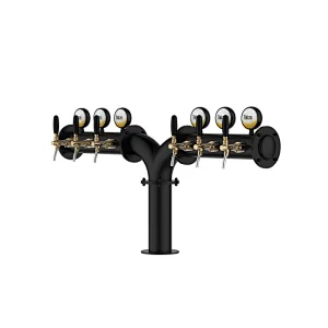 TALOS M Tower Stainless Steel 6 Tap Tower 102mm Beer Dispensing Equipment Draft Beer Tower (LED,Black)
