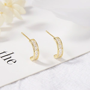 silver pave hoop earrings