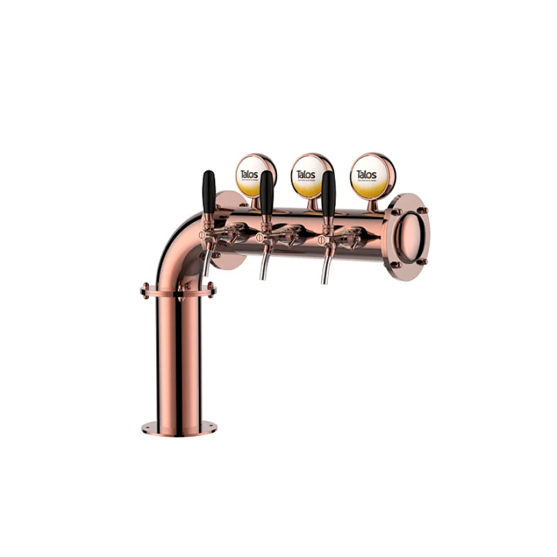TALOS L Tower Stainless Steel 3 Tap Tower 102mm Beer Dispensing Equipment Draft Beer Tower (LED,Red Bronze)