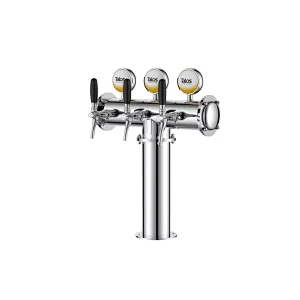 TALOS T Tower Stainless Steel 3 Tap Tower 102mm Beer Dispensing Equipment Draft Beer Tower (Polished, LED)