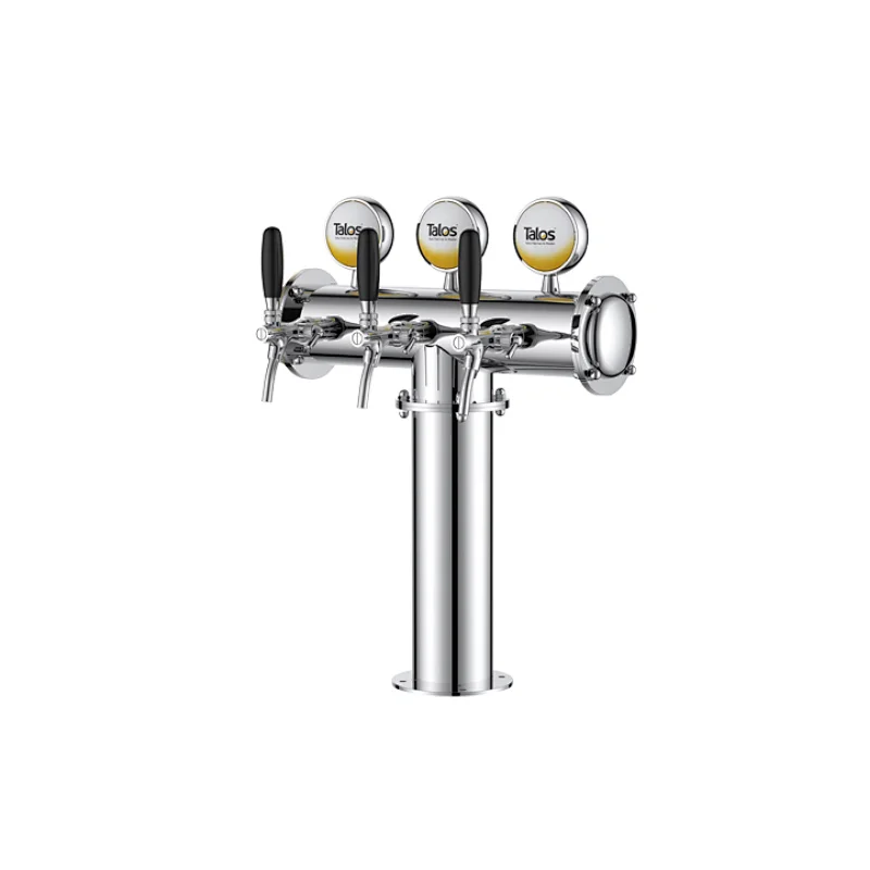 TALOS T Tower Stainless Steel 3 Tap Tower 102mm Beer Dispensing Equipment Draft Beer Tower (Polished, LED)