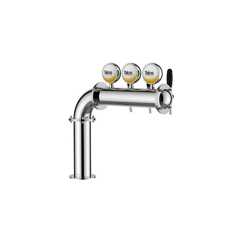 TALOS L Tower Stainless Steel 3 Tap Tower 85mm Beer Dispensing Equipment Draft Beer Tower (Polished)