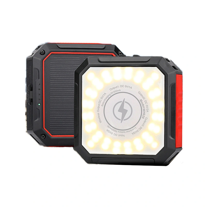 Banque d'alimentation solaire sans fil cubique 10000mAh avec torche LED