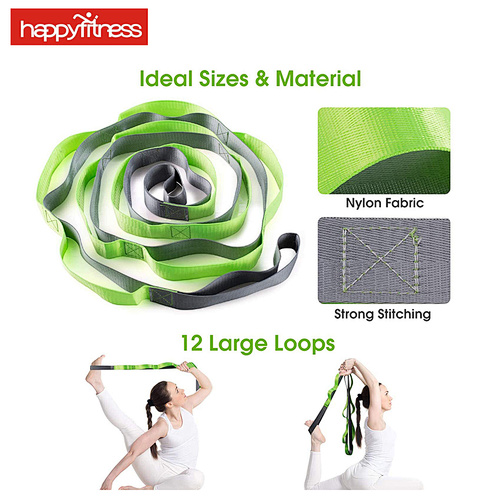 Yoga Strap, Multi-Loop Strap, 12 Loops Yoga Stretch Strap, Nonelastic  Stretch Strap for Physical Therapy, Pilates, Dance and Gymnastics with  Carry Bag