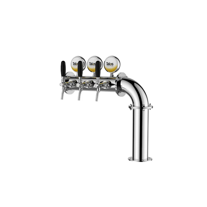 TALOS L Tower Stainless Steel 3 Tap Tower 85mm Beer Dispensing Equipment Draft Beer Tower (Polished)
