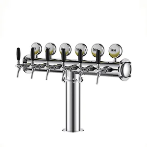 TALOS T Tower Stainless Steel 6 Tap Tower 102mm Beer Dispensing Equipment Draft Beer Tower (Polished, LED)