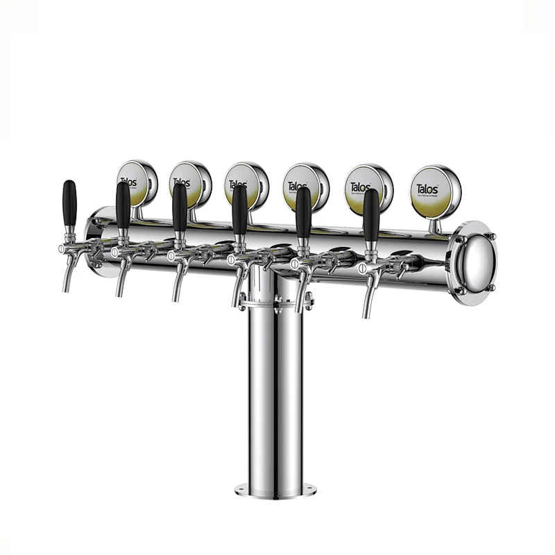 TALOS T Tower Stainless Steel 6 Tap Tower 102mm Beer Dispensing Equipment Draft Beer Tower (Polished, LED)