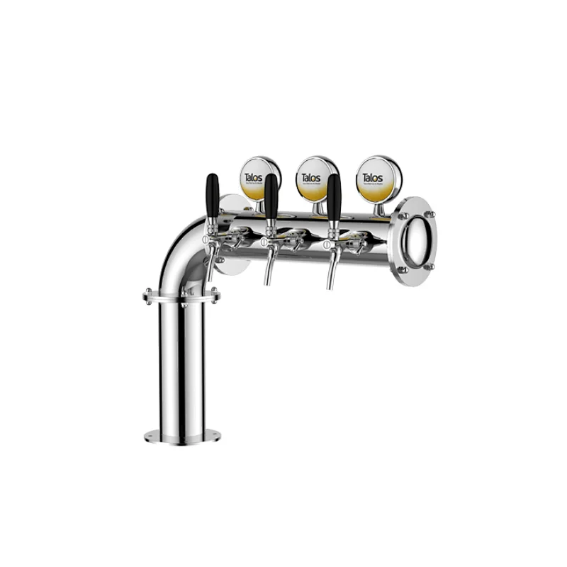TALOS L Tower Stainless Steel 3 Tap Tower 102mm Beer Dispensing Equipment Draft Beer Tower (LED,Polished)