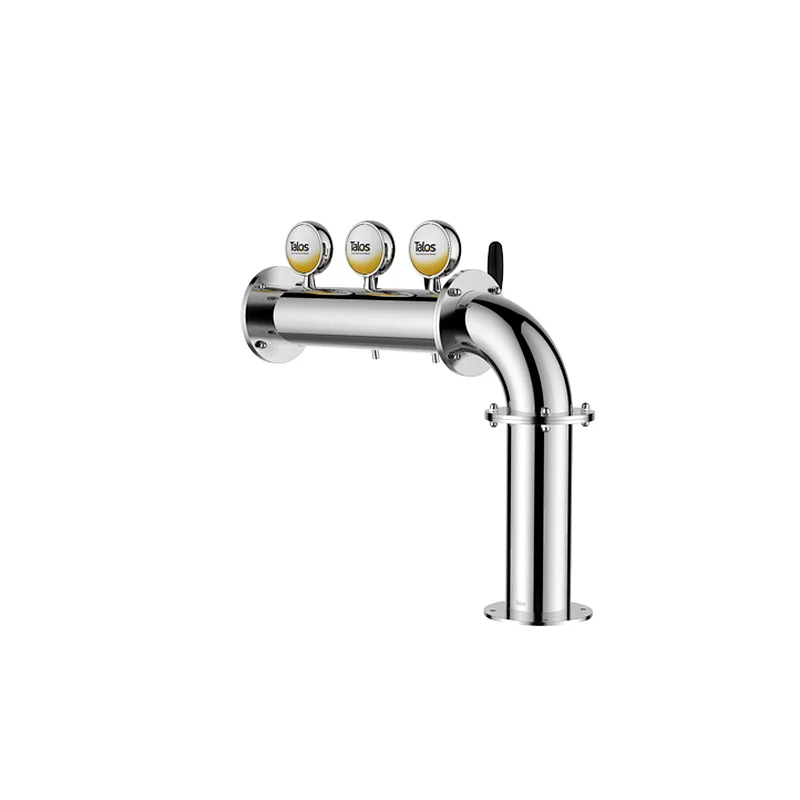 TALOS L Tower Stainless Steel 3 Tap Tower 102mm Beer Dispensing Equipment Draft Beer Tower (LED,Polished)