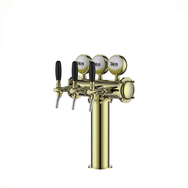 TALOS T Tower Stainless Steel 3 Tap Tower 102mm Beer Dispensing Equipment Draft Beer Tower (PVD, LED)