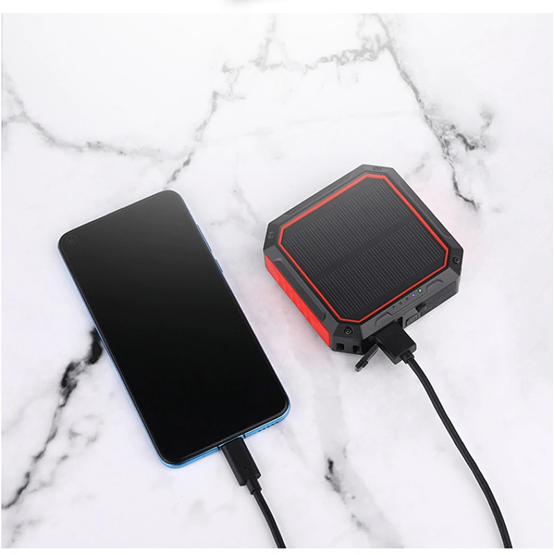 Banque d'alimentation solaire sans fil cubique 10000mAh avec torche LED