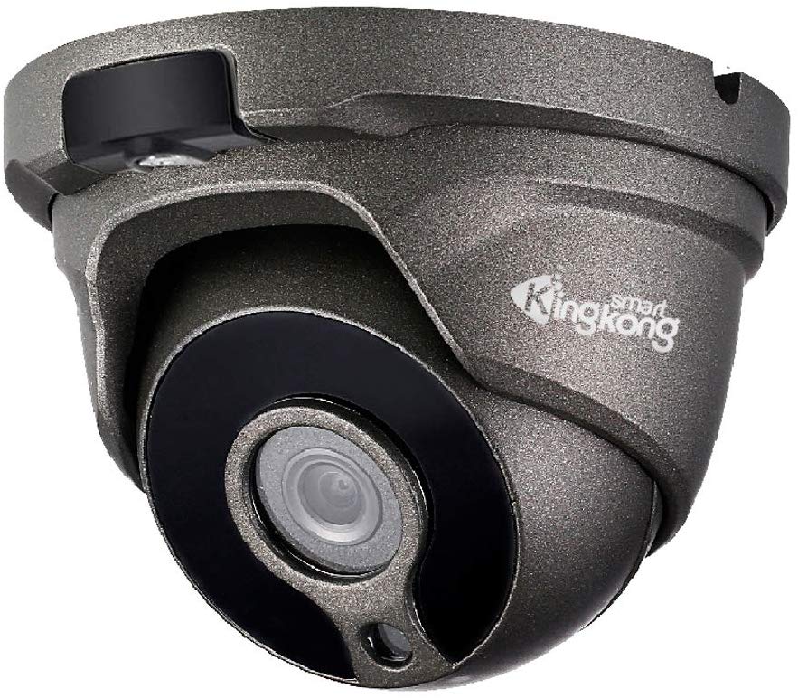 Black KingkongSmart 5MP Security Camera System Outdoor 4pcs Audio Surveillance Camera POE 2592X1944P 95° Wide Angle 100ft Night Vision IP67 Waterproof Motion Alert H.265 8CH POE NVR Recorder