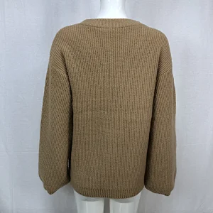 70%Acrylic 23% nylon 7% spandex knitwear pocket solid color thick women ladies sweater