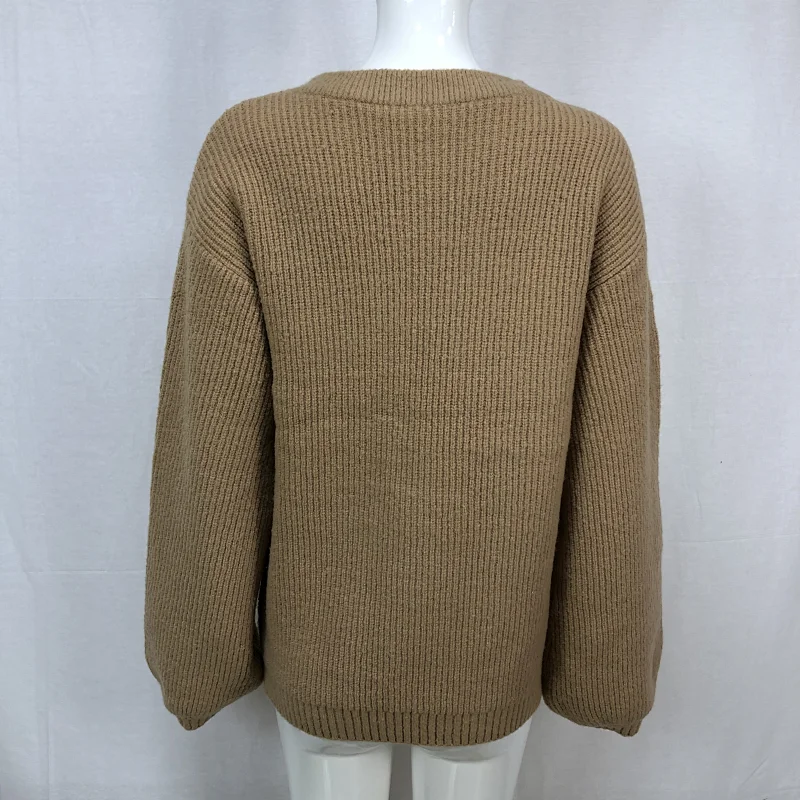 70%Acrylic 23% nylon 7% spandex knitwear pocket solid color thick women ladies sweater