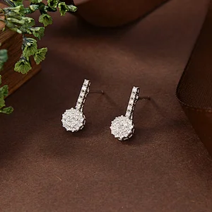 silver drop bar earrings