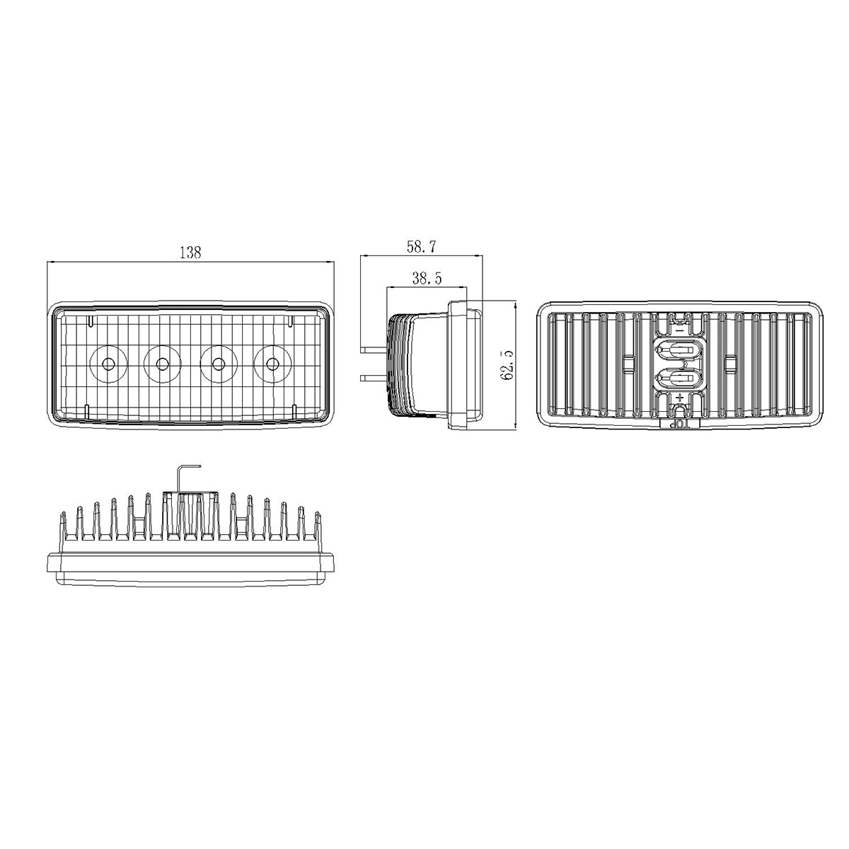 12W Rectangular Agricultural Work Lights Embedded Light