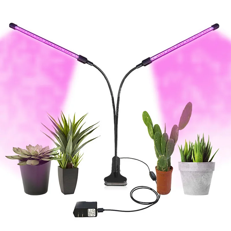 2021 New Model Timer Function 3H 9H 12H Two Head 40W 9 Dimmable Levels Customized LED Flexible Plant Growth Lamp Full Spectrum