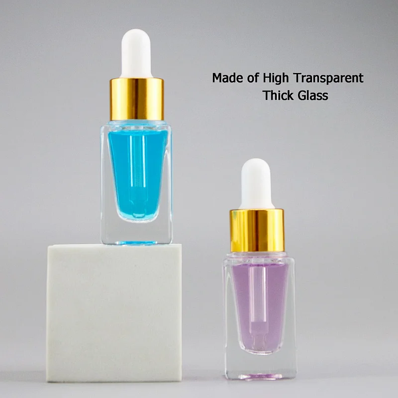 10ml purple blu green pink clear suqare  Essential OIl Bottle  Aromatherapy Oil Vial made of high transparent thick glass bottle