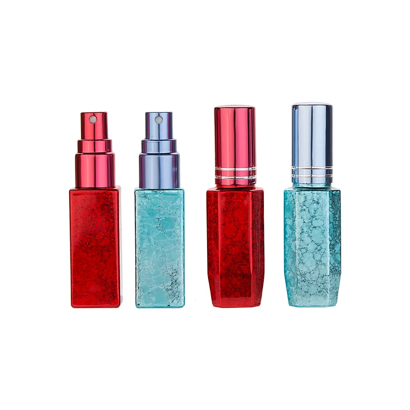 8ml,6ml glass suqare bottle blue red metal roll on  esstional oil lotion personal care perfume eliguid  spray
