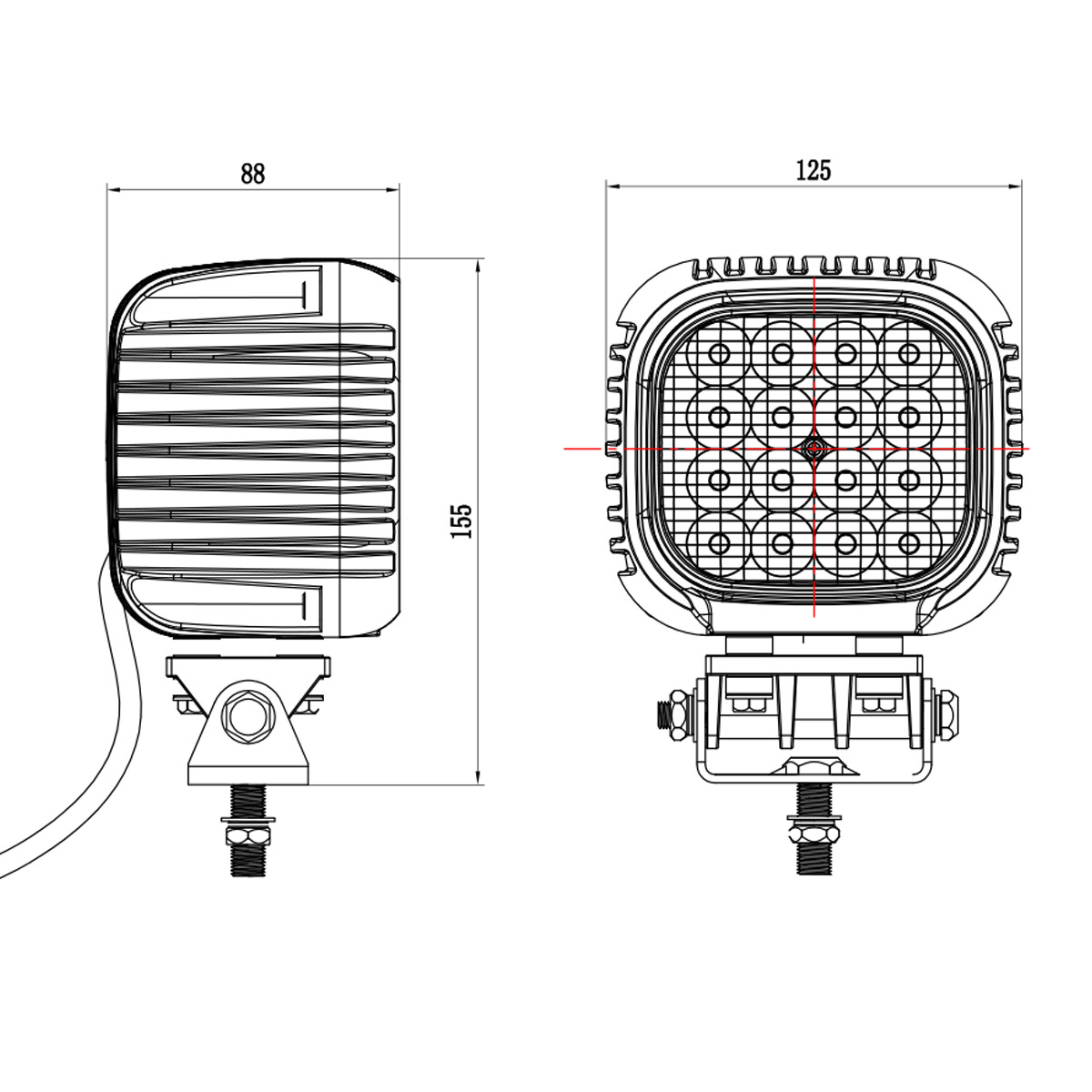48W LED Work Light For Trucks & Agricultural Machinery IP68 Grade Waterproof