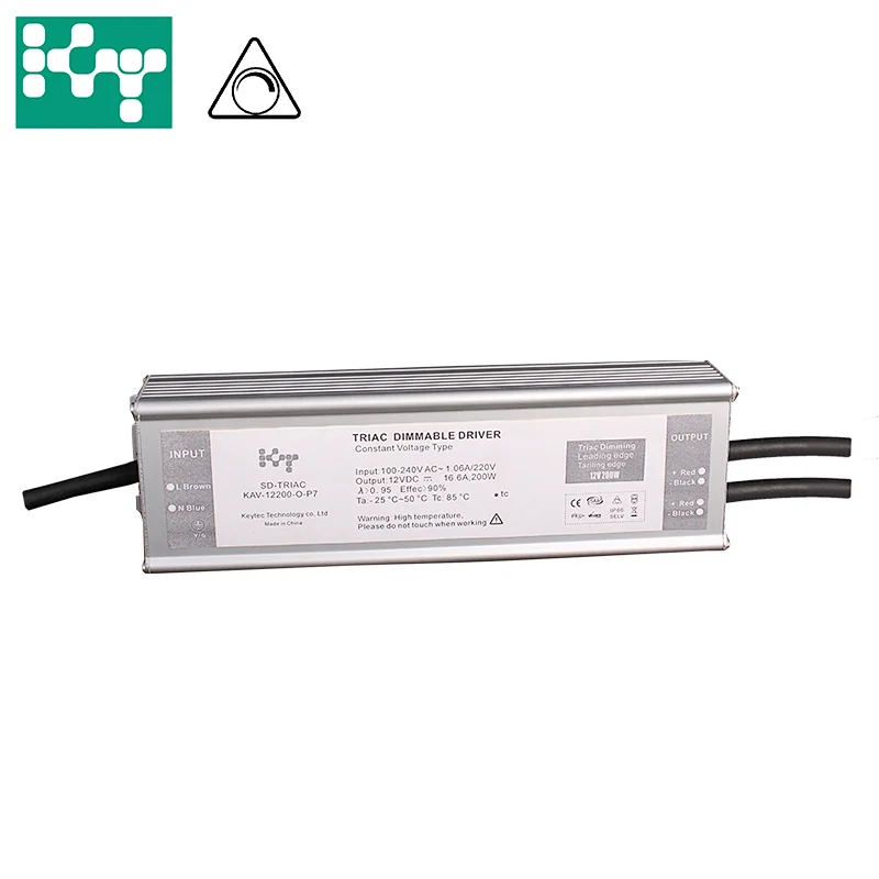 TRIAC Constant Voltage 12VDC 200W 16.6A IP66 PF0.9  Dimmable Signal LED Driver
