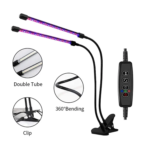 2021 New Model Timer Function 3H 9H 12H Two Head 40W 9 Dimmable Levels Customized LED Flexible Plant Growth Lamp Full Spectrum