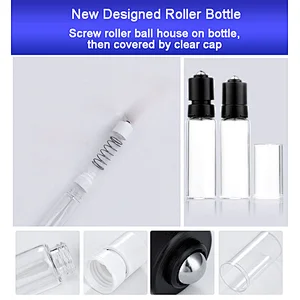 black white 10ml15ml20ml empty roller bottle glass essential oil perfume roll-on vial press the latch spring personal care