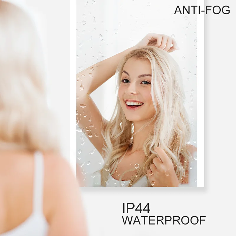 ETL Certified Waterproof Rectangle LED Fogless Mirror Large Bathroom Mirror Smart Lighted Mirror HC1012