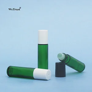 10ml green clear  frosted glass roller bottle roll-on fragrance essential oil vial black screw cap  personal care