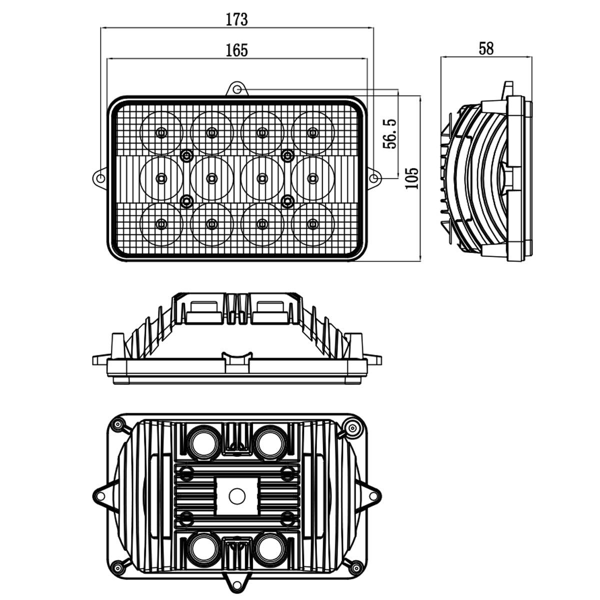 60W Rectangular LED Lights For Agricultural Equipment