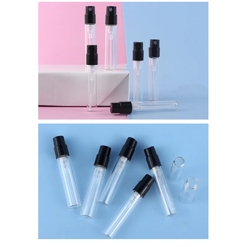 Empty 1.8ml,2.5ml Clear Glass Bottle With Plastic Spray Small Transparent  Perfume Glass Vials disinfectant alcohol spray pocket