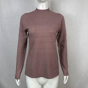 68%viscose 32%nylon 12GG women sweater casual basic clothes thin knitwear