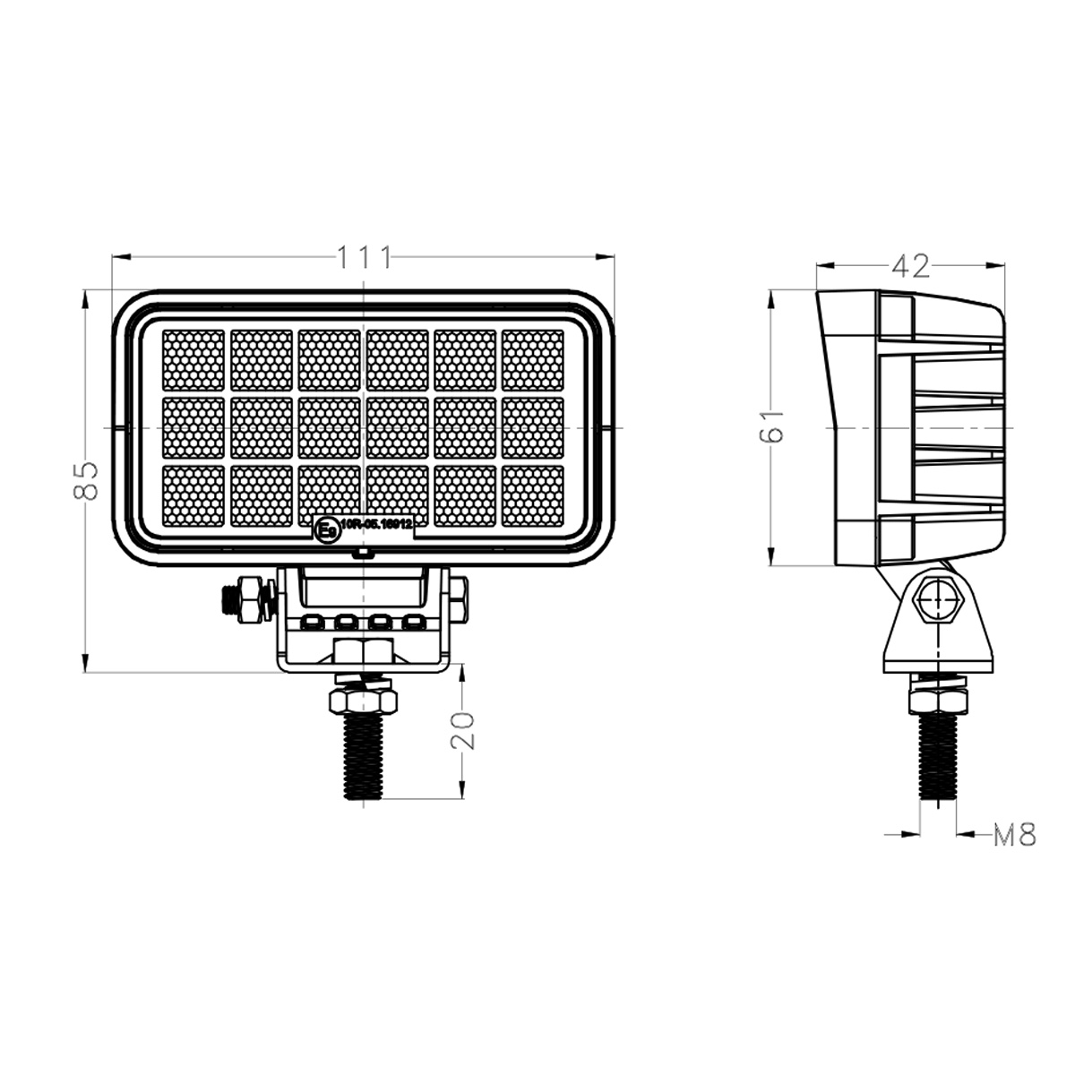 Rectangle 40W LED Work Light For JP Offroad ATV UTV Trucks excavator etc