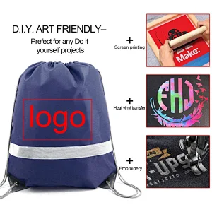 Navo Navy Drawstring Bags Backpack Reflective in Bulk Sports Gym Sack Pack Cinch Bag with Strings,drawstring bags,string bag,drawstring backpack,drawstring pouch,nike drawstring bag,cinch bag