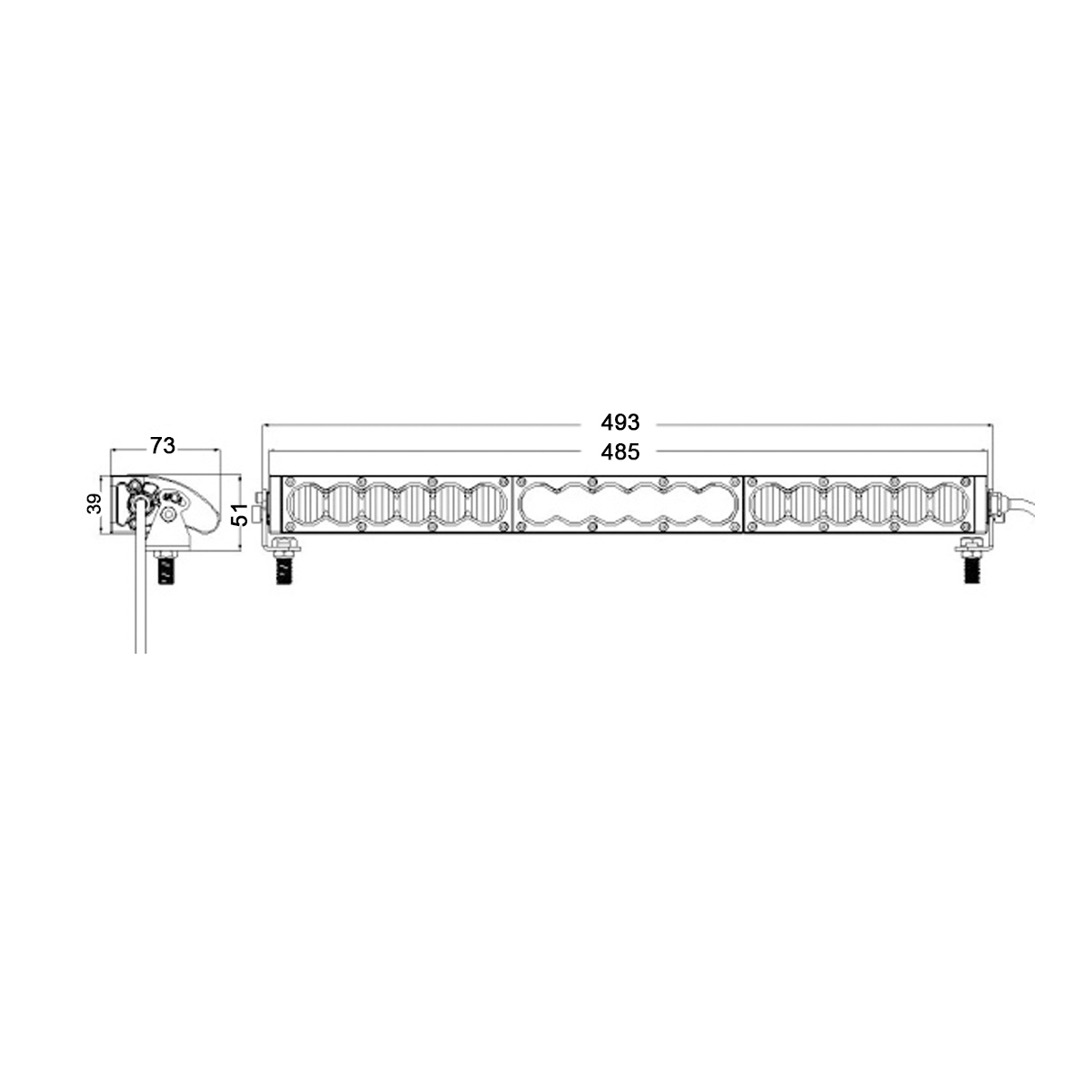 30W-300W Single Row Amber Colored LED Light Bars For Trucks